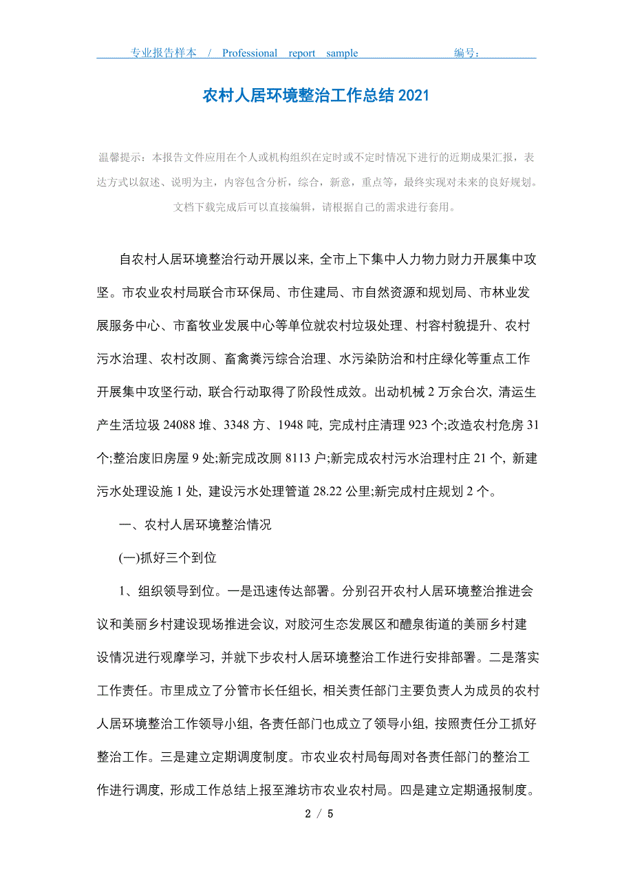 2021年农村人居环境整治工作总结精选_第2页