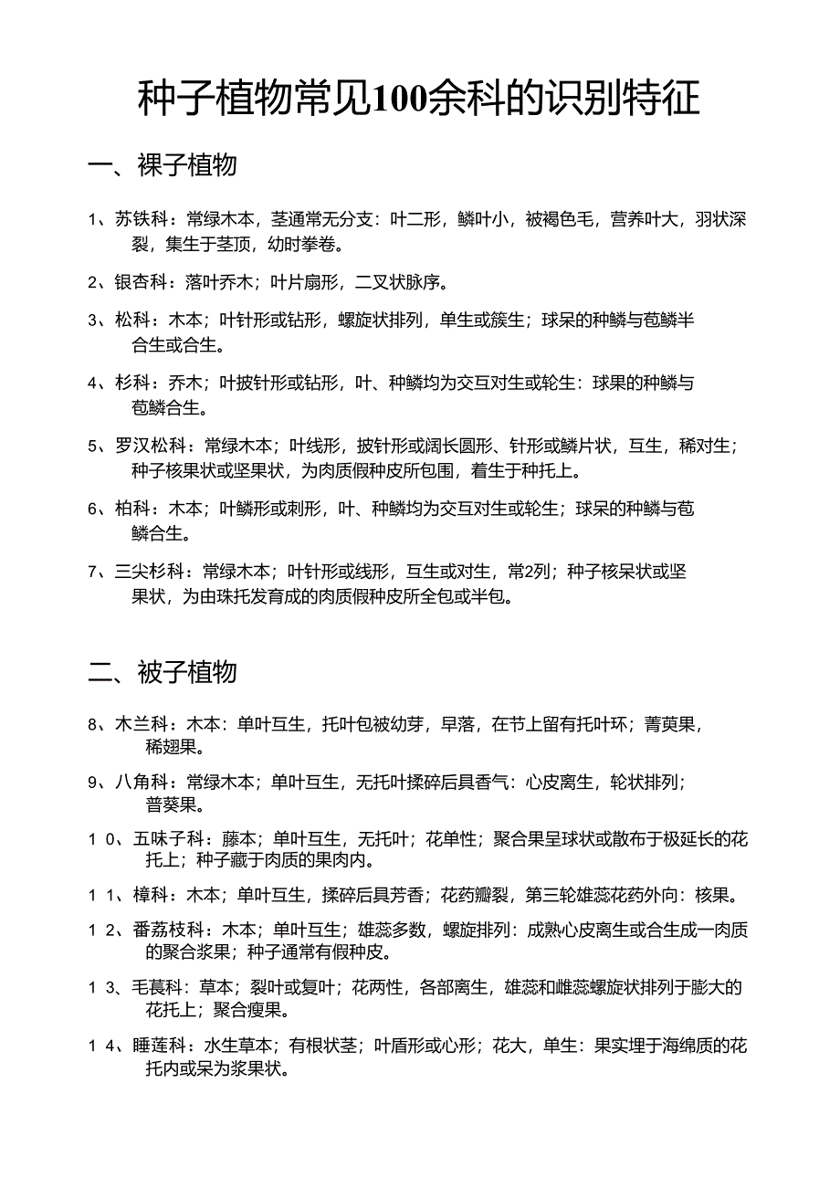 种子植物常见111科精要识别特征_第1页