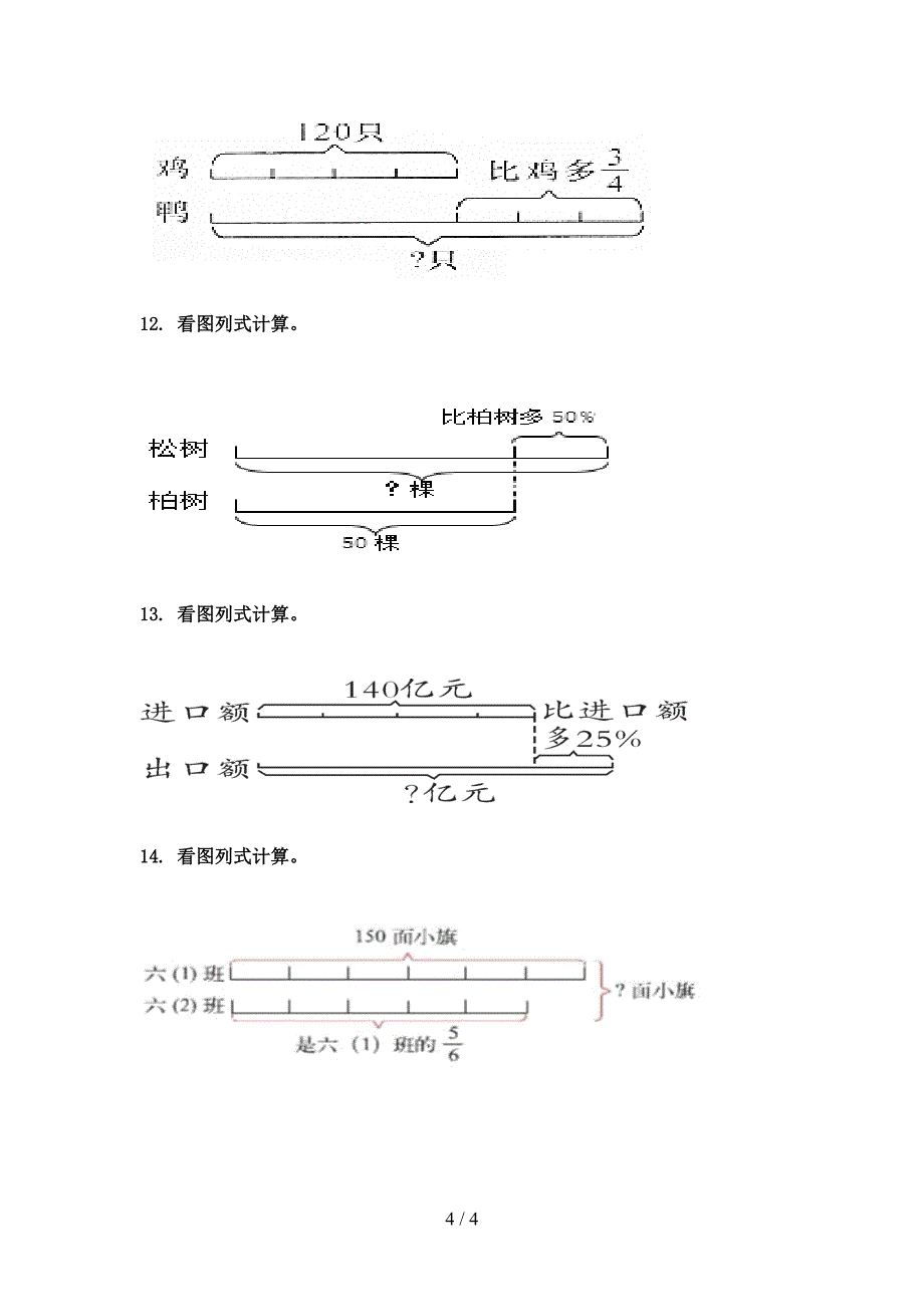 青岛版六年级数学下册看图列方程名校专项习题_第4页