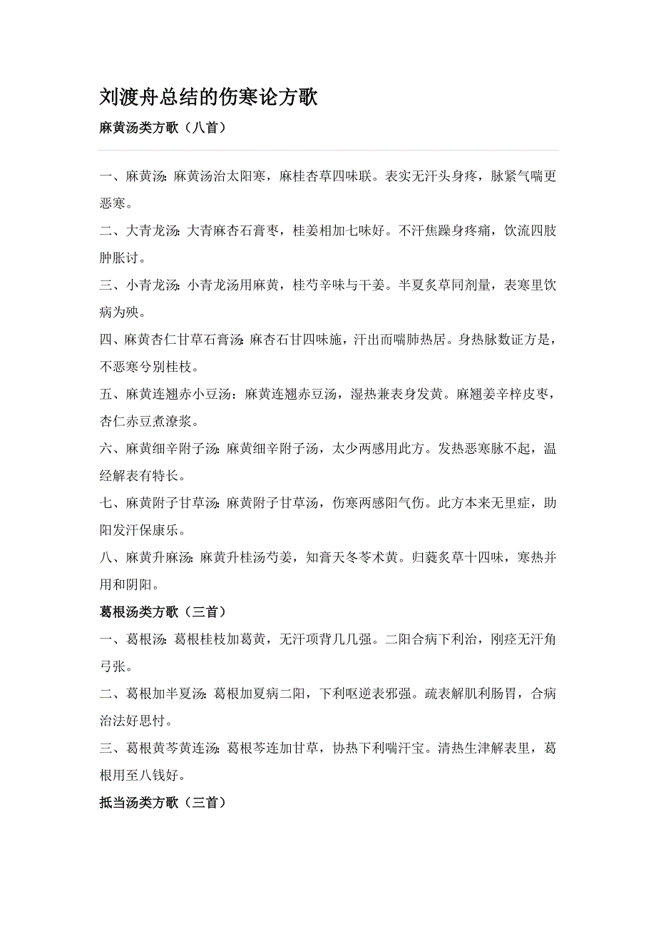 刘渡舟总结的伤寒论方歌_第1页