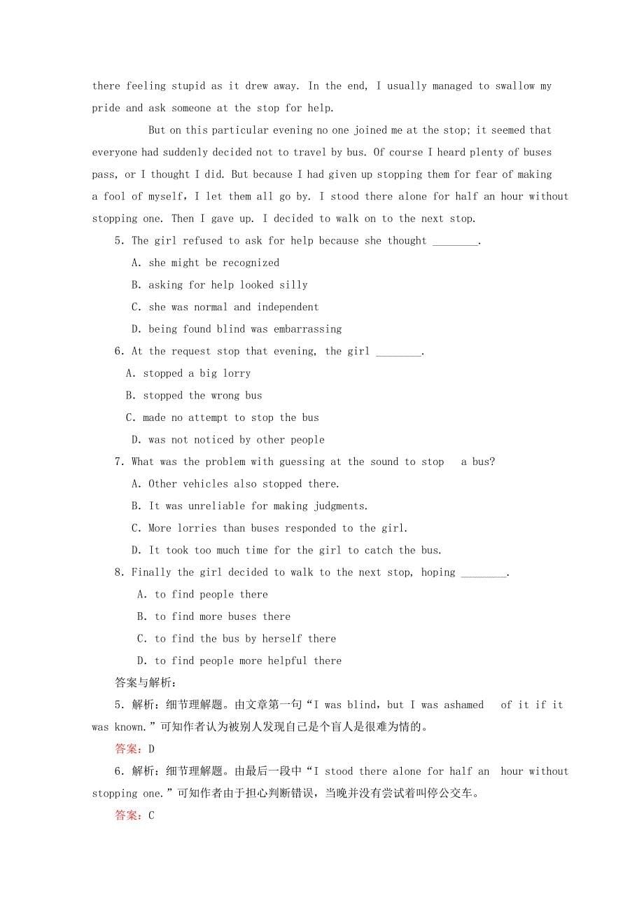 【最新】人教版高中英语选修七课时作业：Unit 1　Living well Section Ⅲ　GrammarWriting Word版含答案_第5页