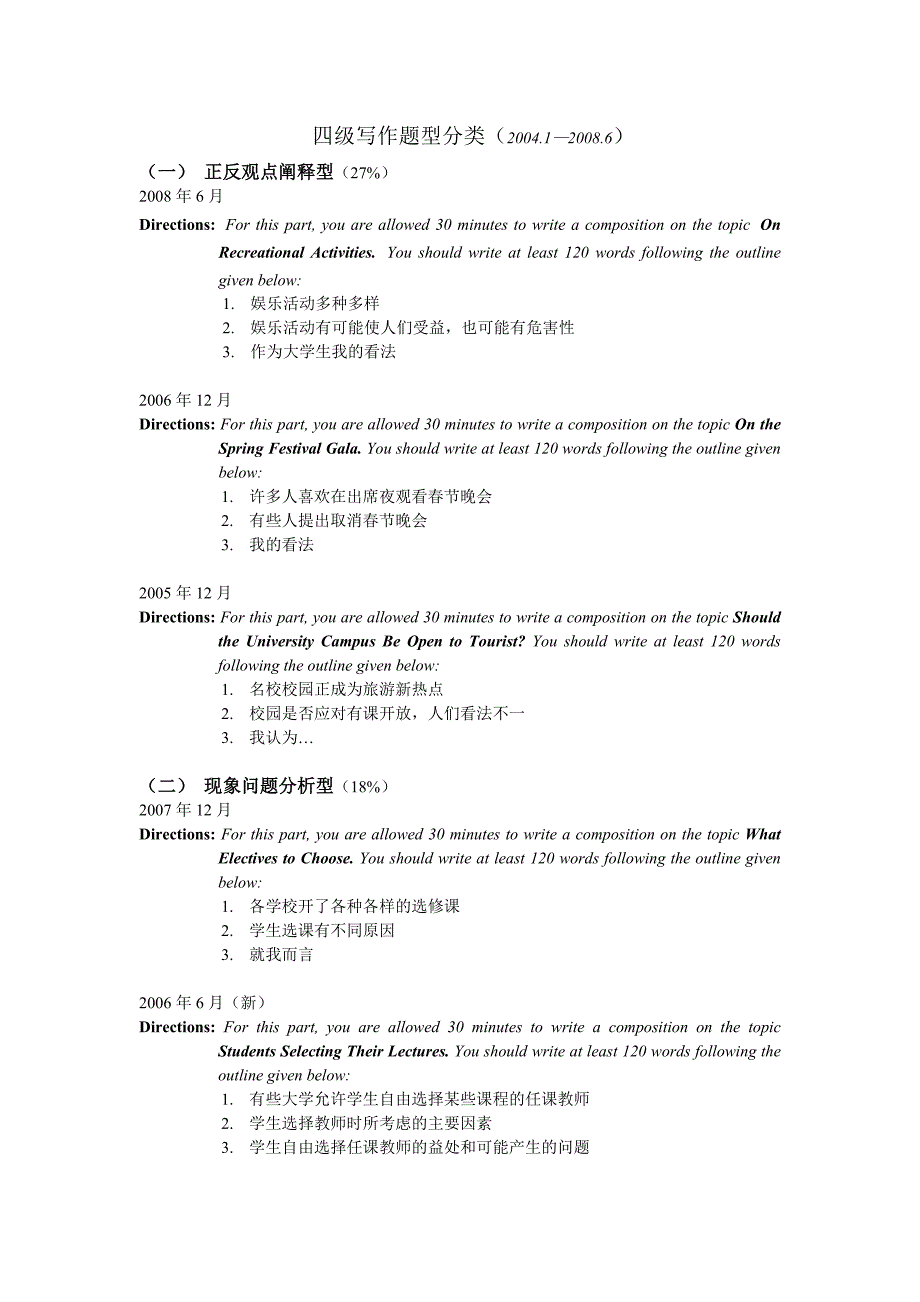 四级真题作文分类研究_第1页