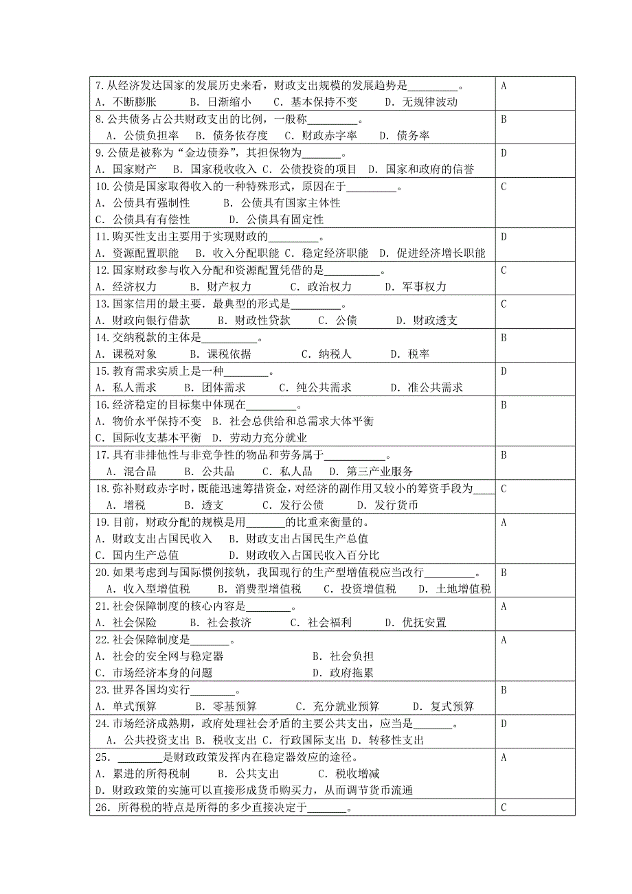 公共财政学模拟试题_第4页