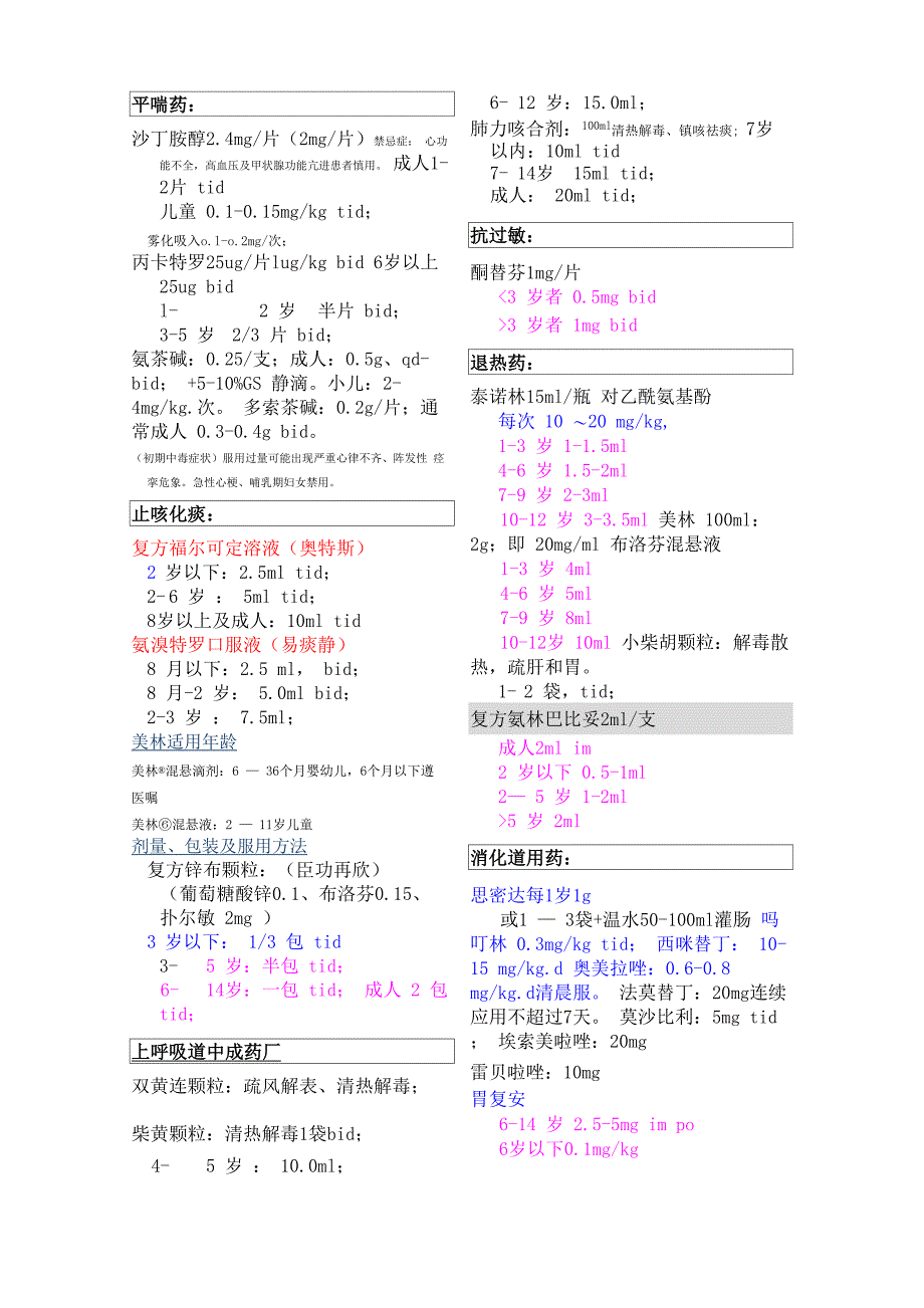 儿科常用药物剂量计算_第1页