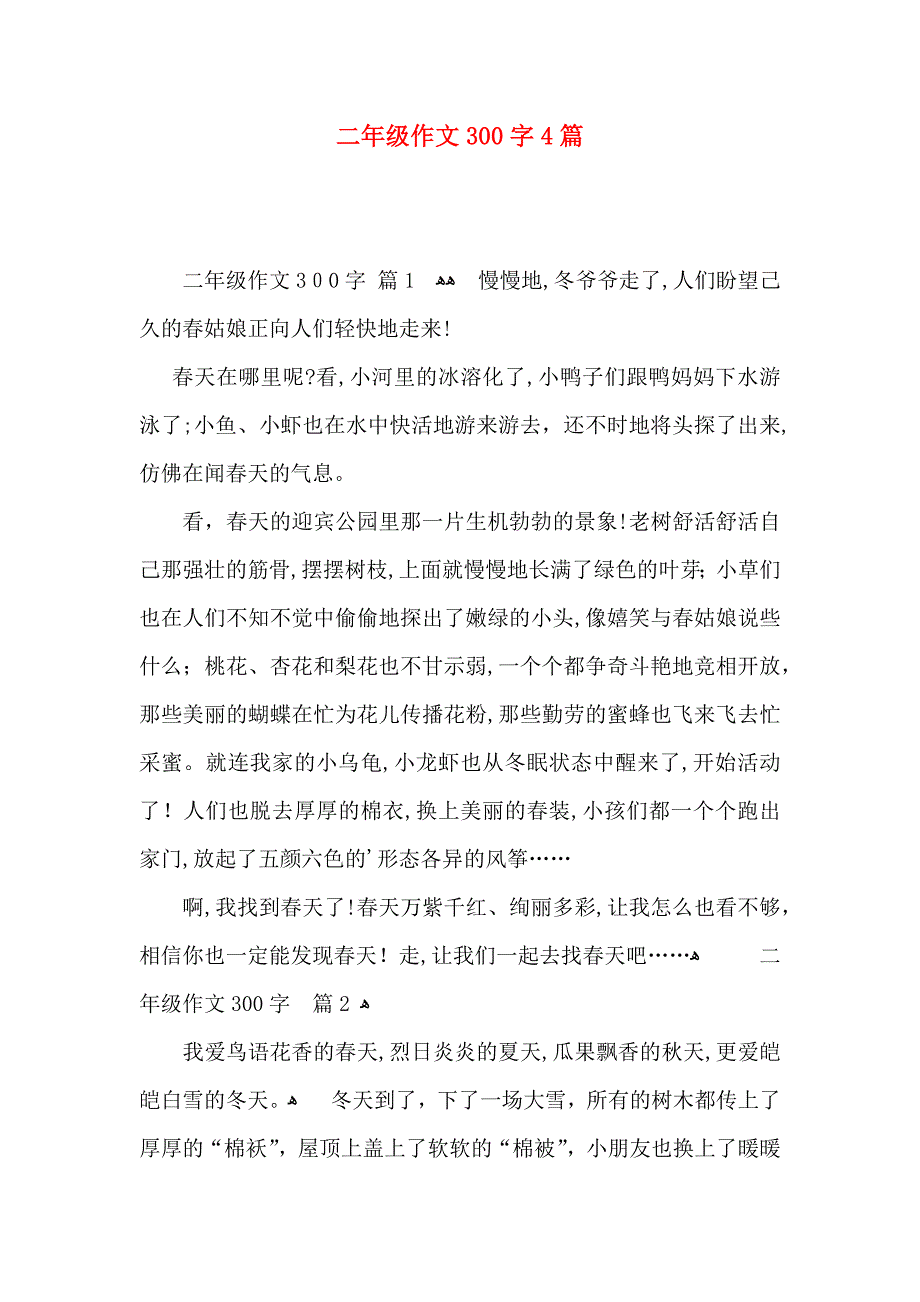 二年级作文300字4篇2_第1页