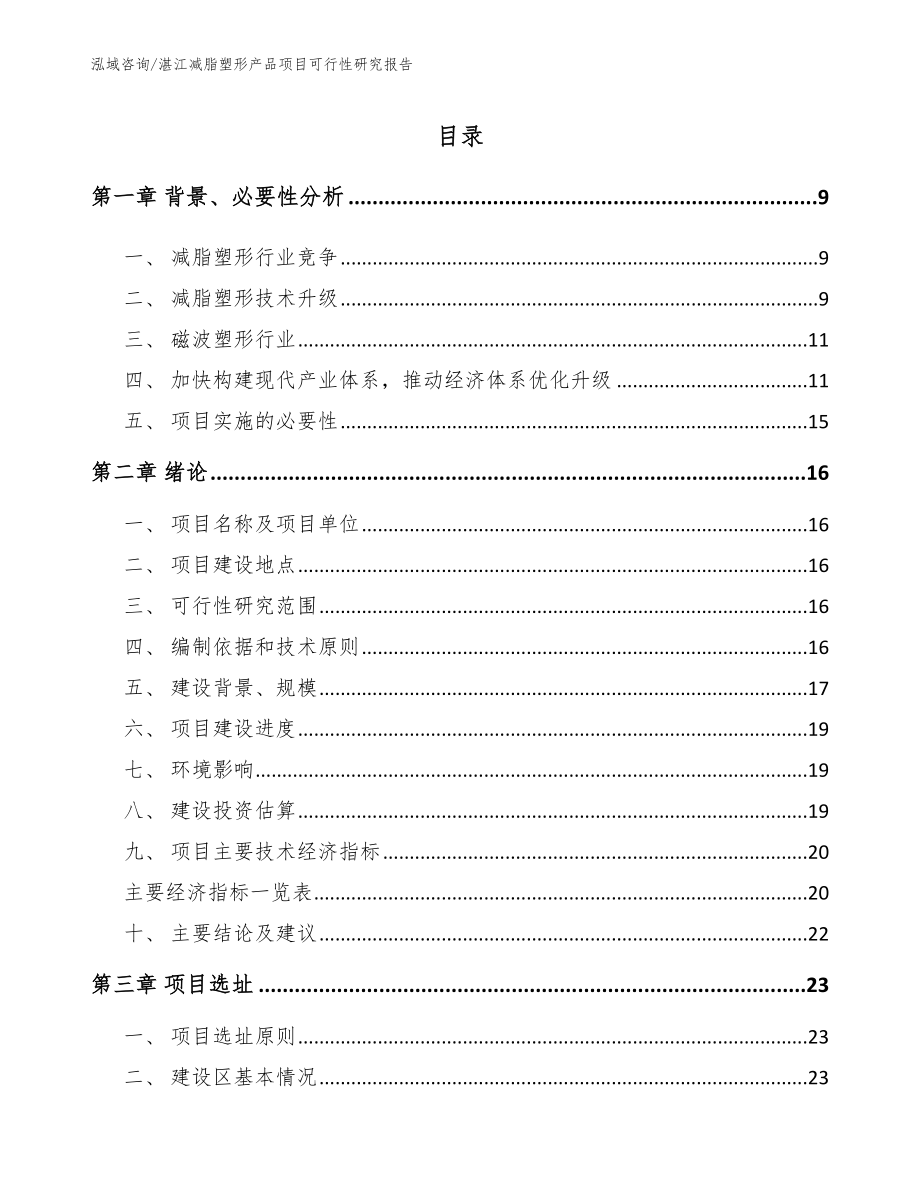 湛江减脂塑形产品项目可行性研究报告（模板）_第1页
