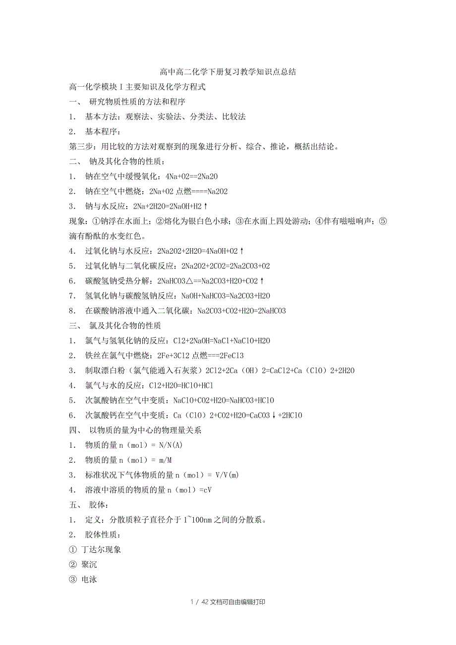 高中高二化学下册复习教学知识点总结_第1页