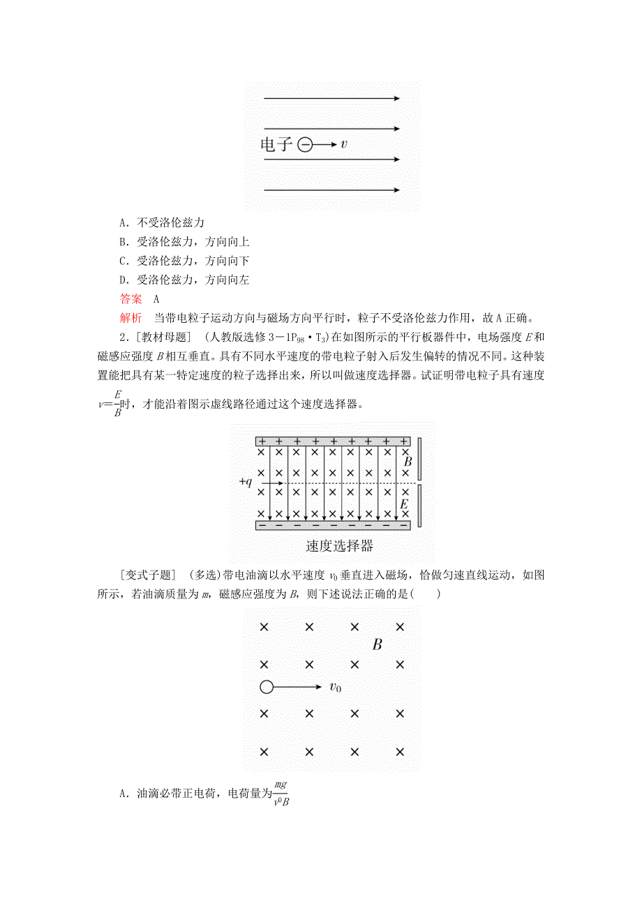 2020年高考物理一轮复习 第10章 磁场 第48讲 磁场对运动电荷的作用学案（含解析）.doc_第2页