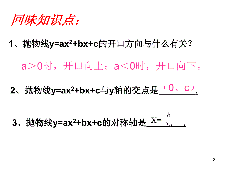 人教版初中数学九年级下册课件：二次函数中的符号问题_第2页