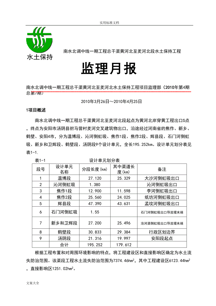 水土保持月报(水保监理)(DOC 19页)_第1页