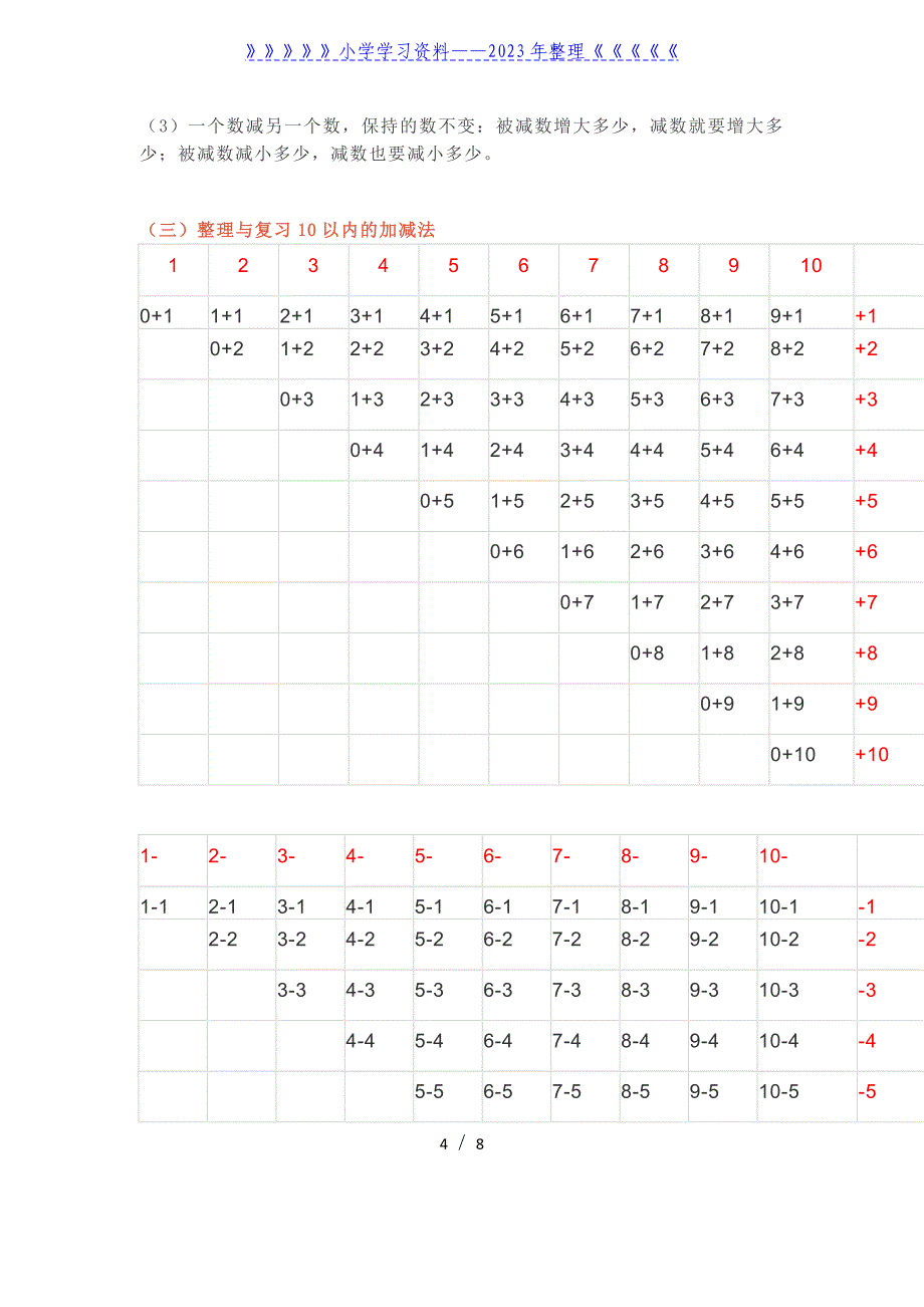 小学一年级数学上册重难点归纳总结.doc_第4页