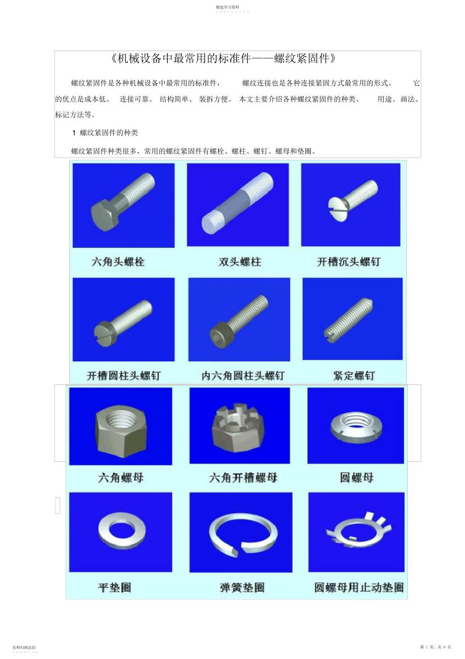 2022年机械设备中最常用的标准件——螺纹紧固件_第1页