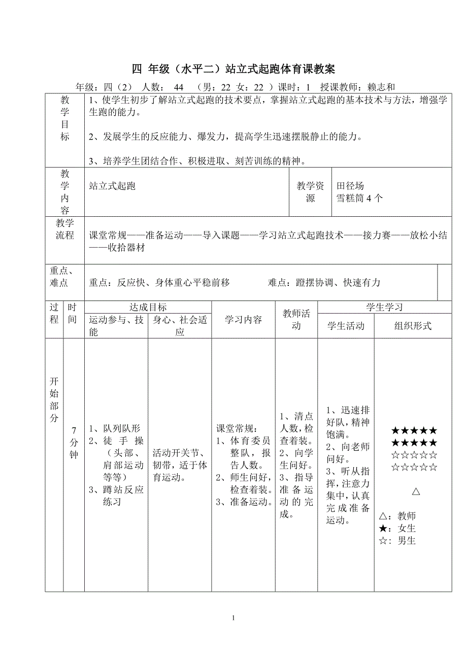 水平二站立式起跑研学教案_第1页