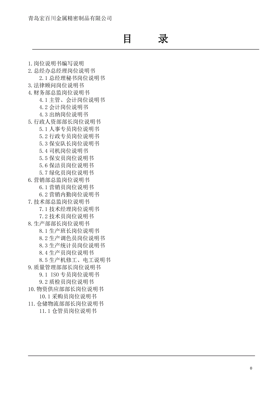 岗位说明书完整版0001_第1页