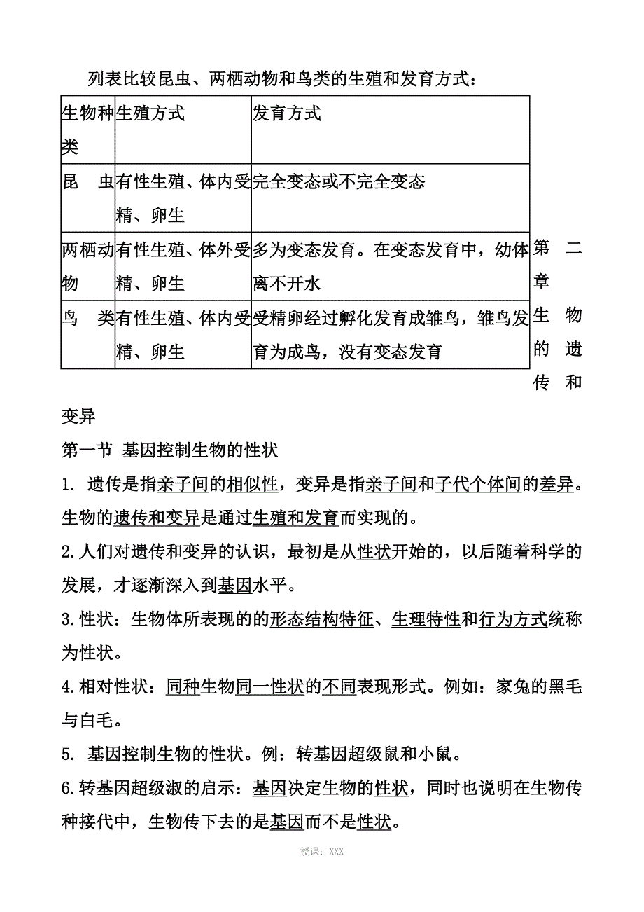 人教版八年级下册生物知识点总结_第4页