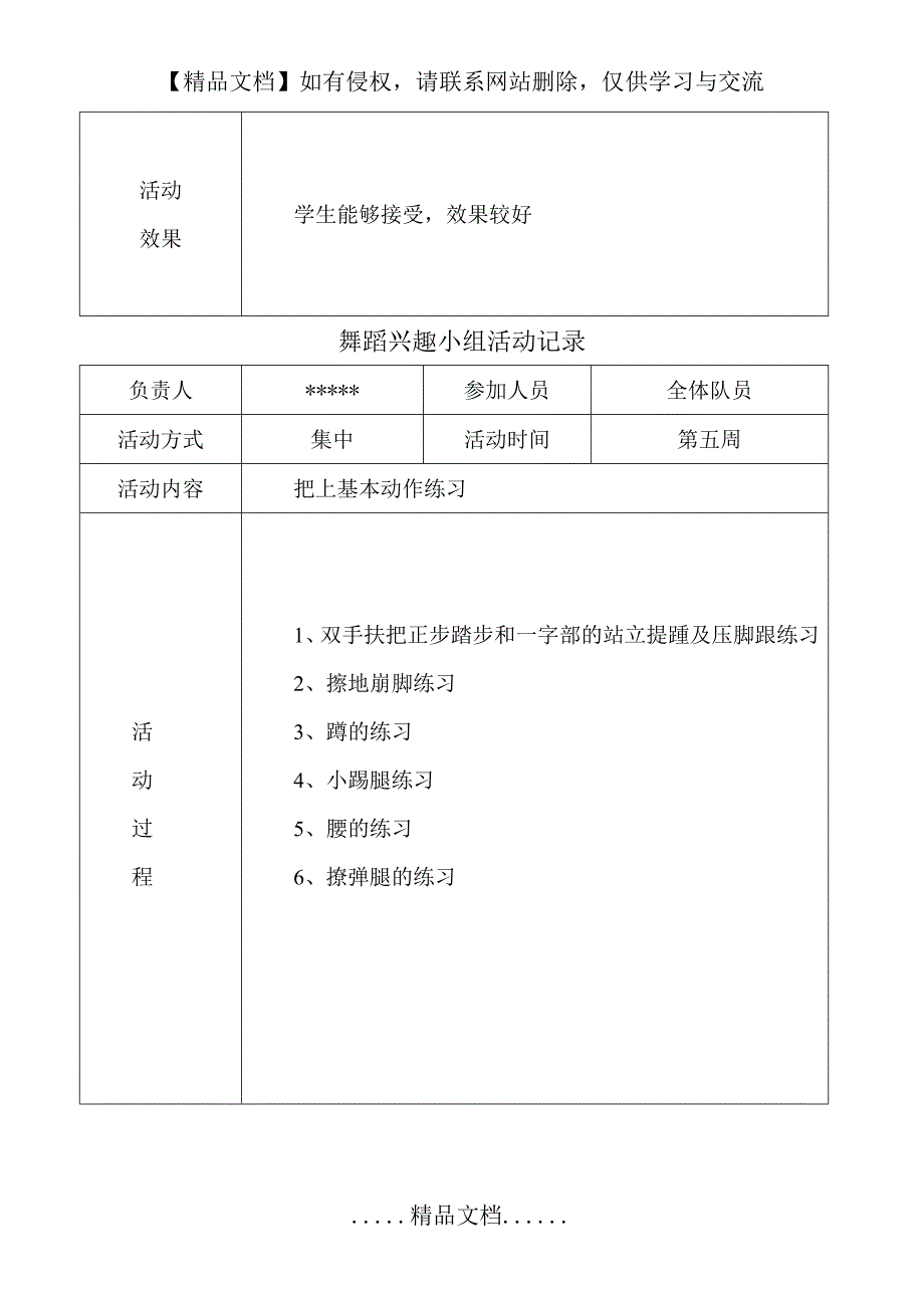 舞蹈兴趣小组活动记录_第4页