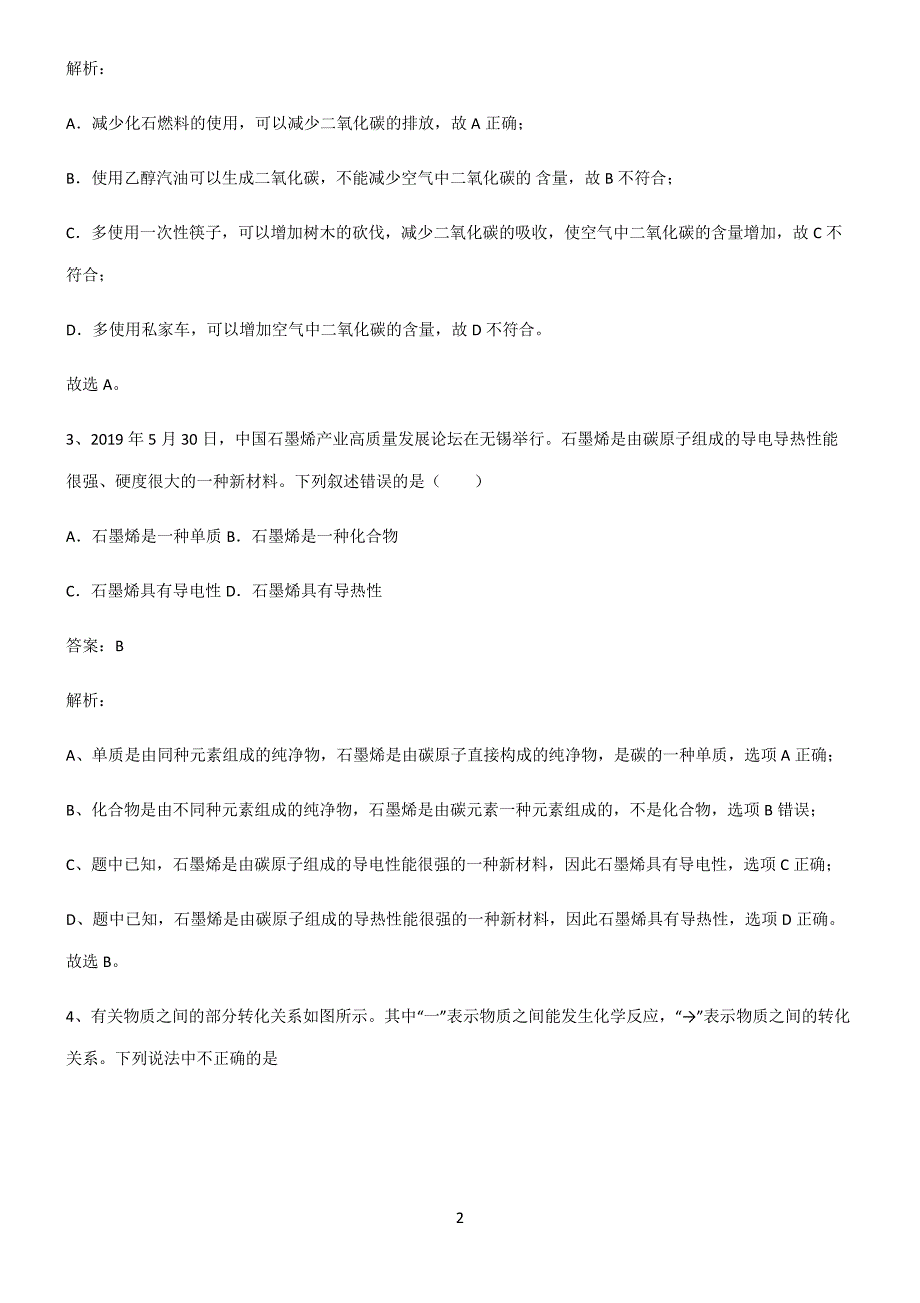 人教版2022年初中化学碳和碳的氧化物知识点总结归纳21737_第2页