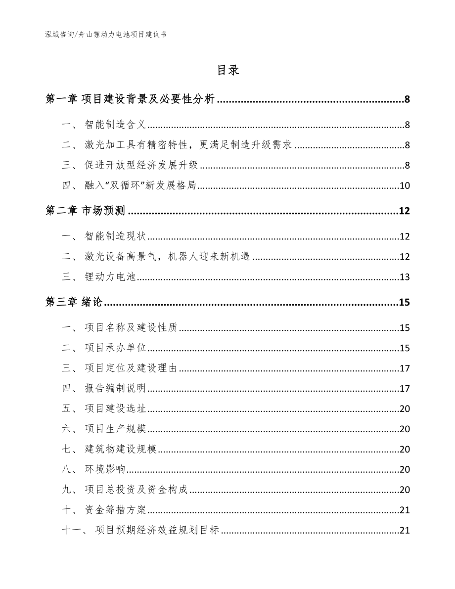 舟山锂动力电池项目建议书_第1页