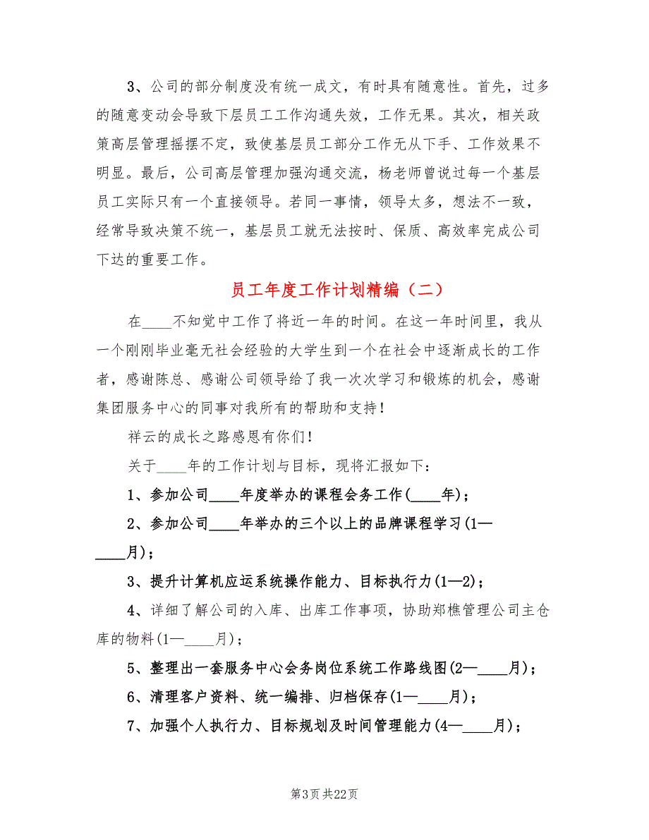 员工年度工作计划精编(4篇)_第3页