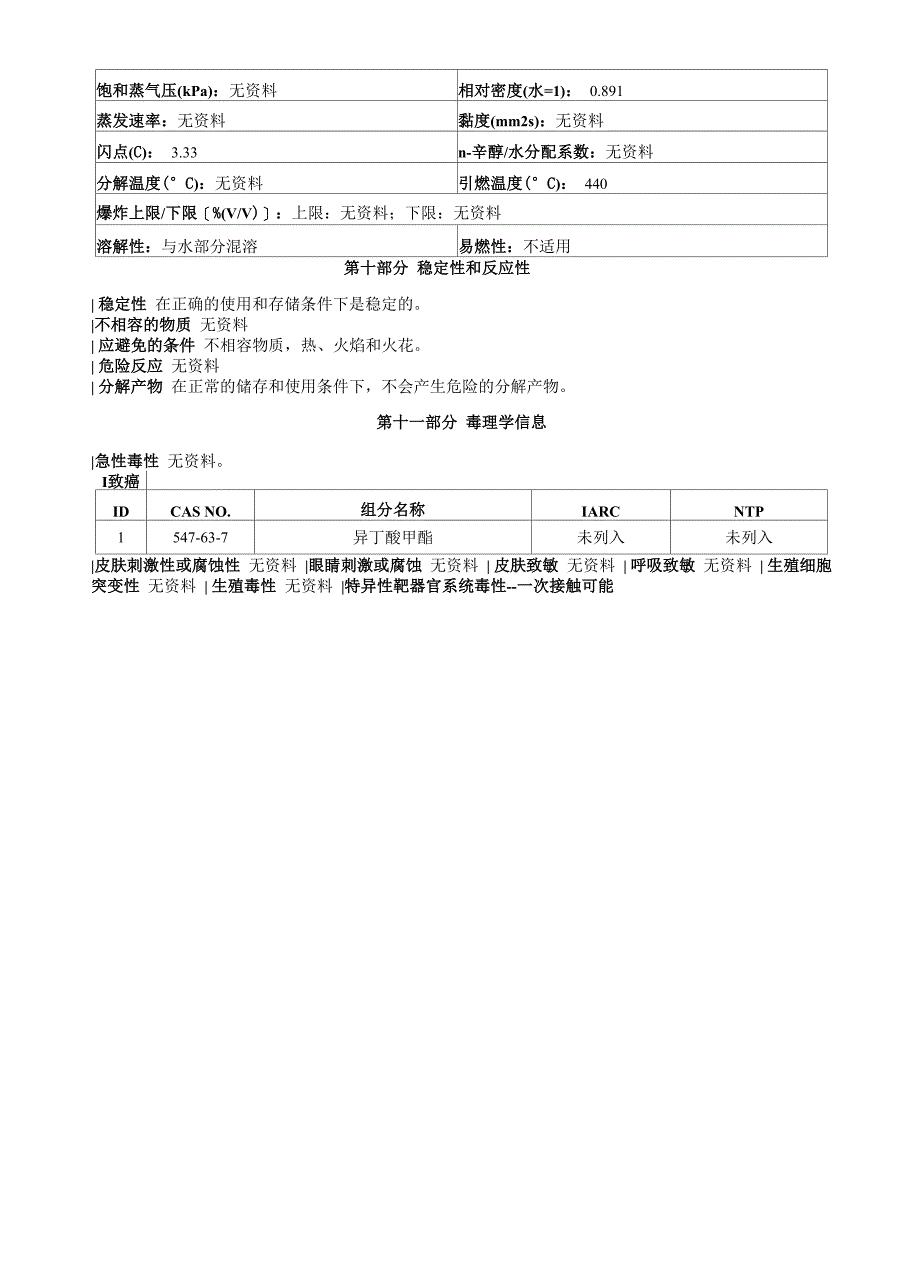 异丁酸甲酯安全技术说明书MSDS_第3页