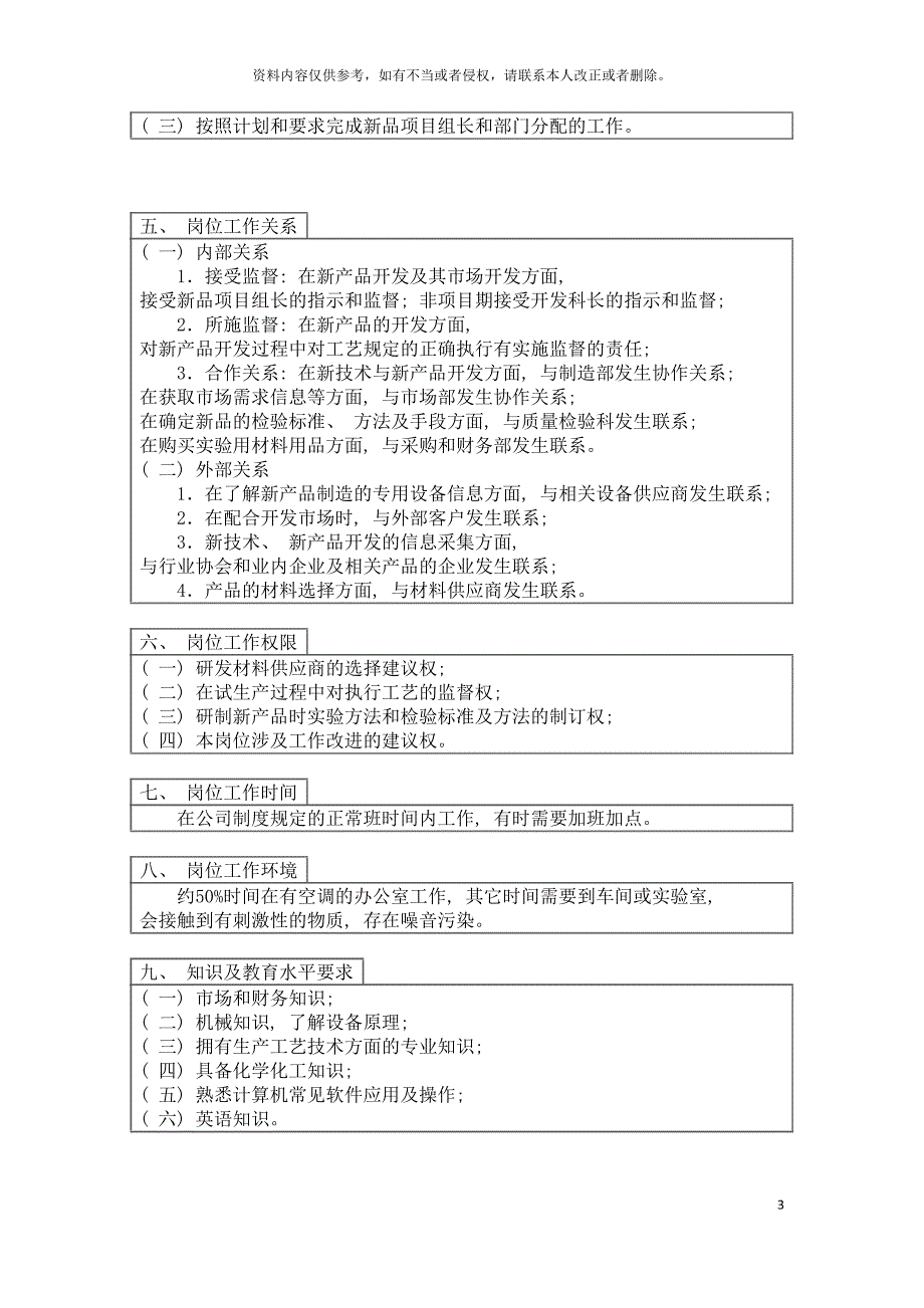 登康口腔护理用品股份有限公司新品开发岗位示范模板.doc_第3页