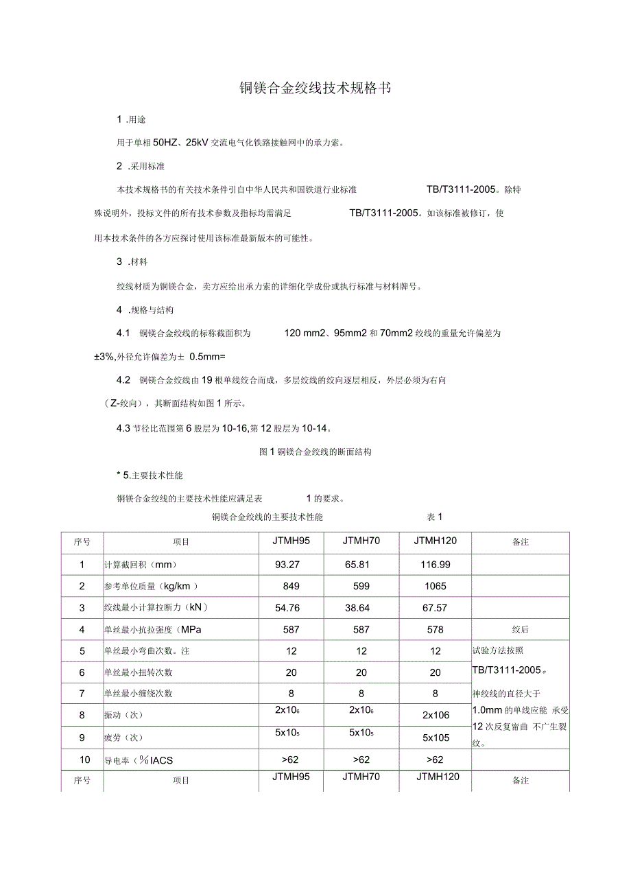 承力索技术规格书_第1页