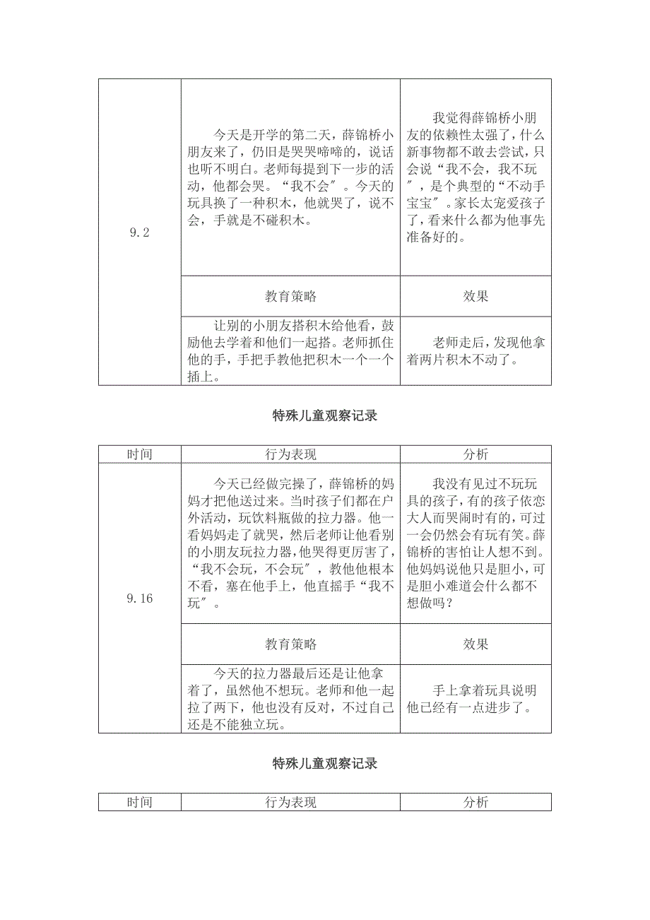 特殊儿童个案观察文档._第2页