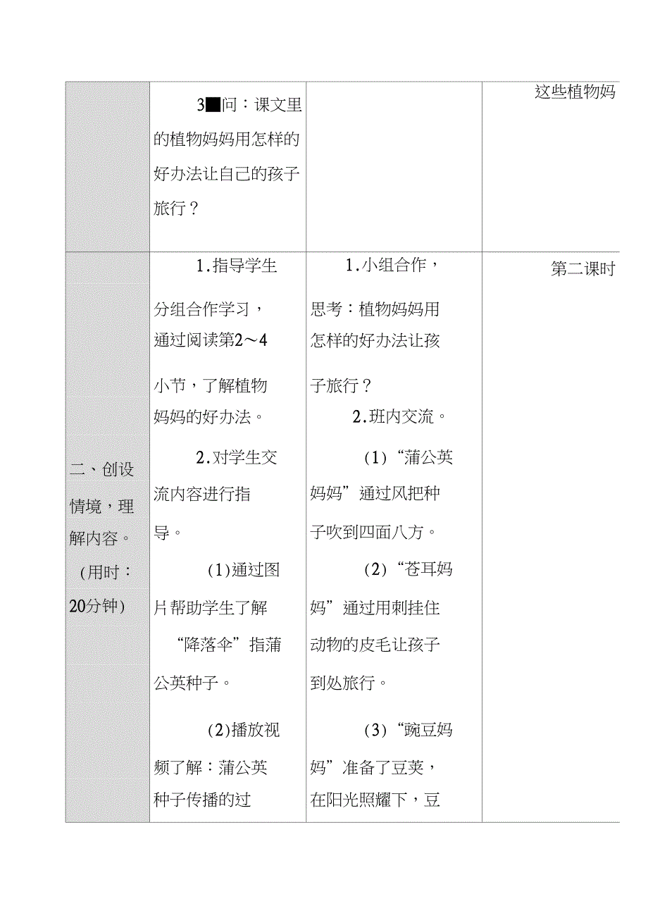 (精品)人教版小学语文二年级上册《3植物妈妈有办法》赛课教学设计_0_第2页