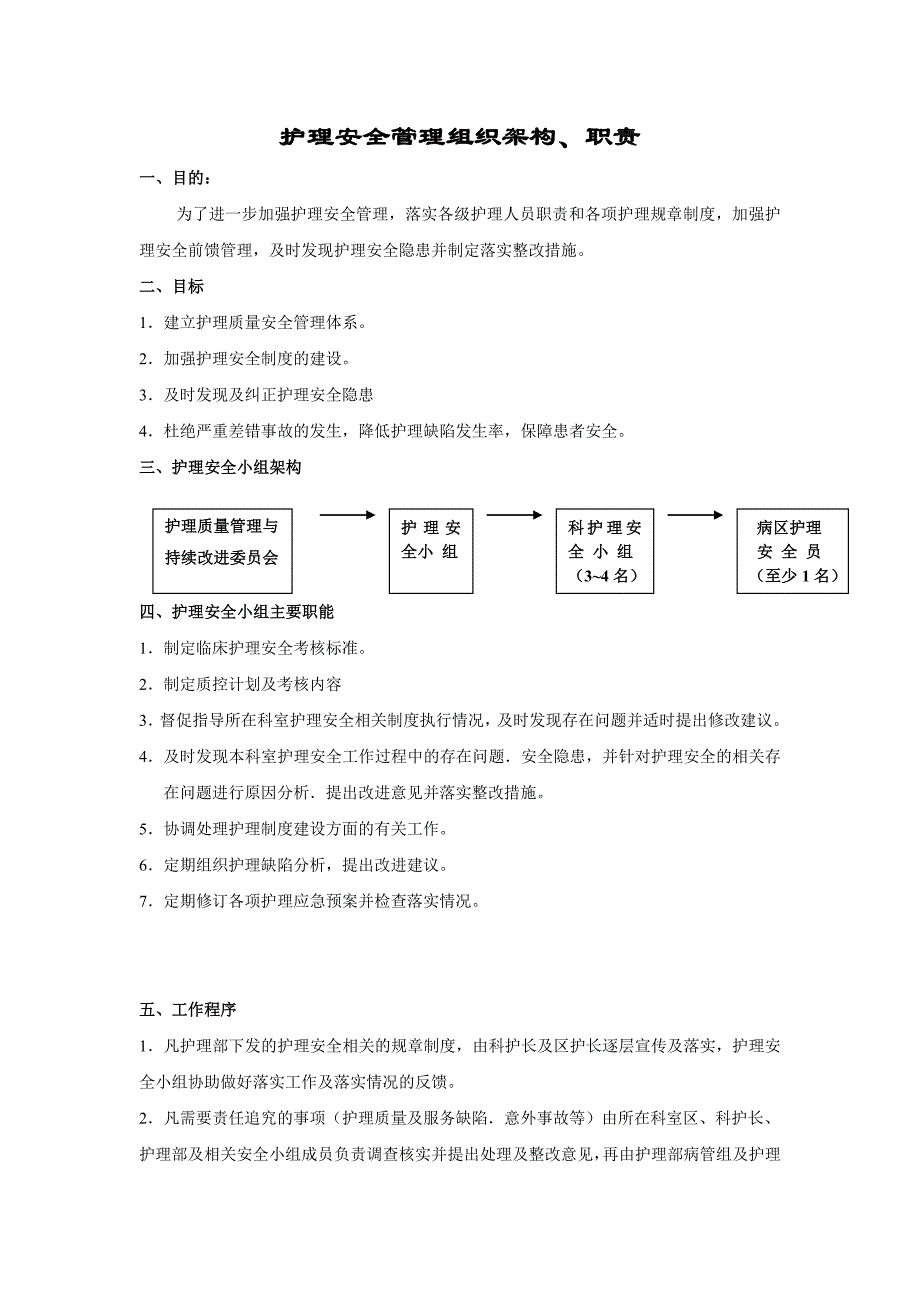 护理安全管理组织架构、职责）_第1页