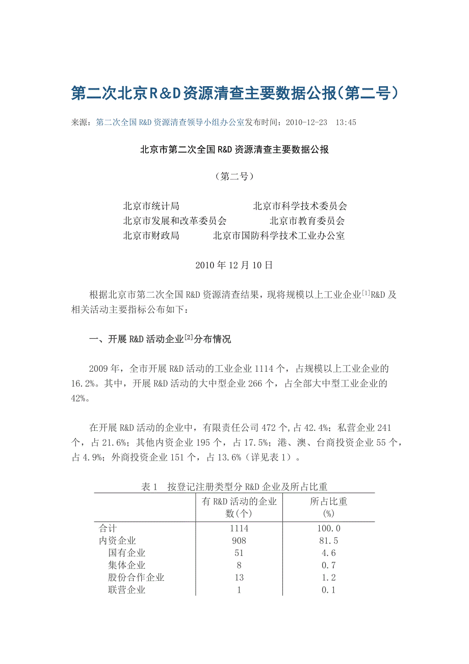 第二次北京R&amp;D资源清查主要数据公报(第二号).docx_第1页