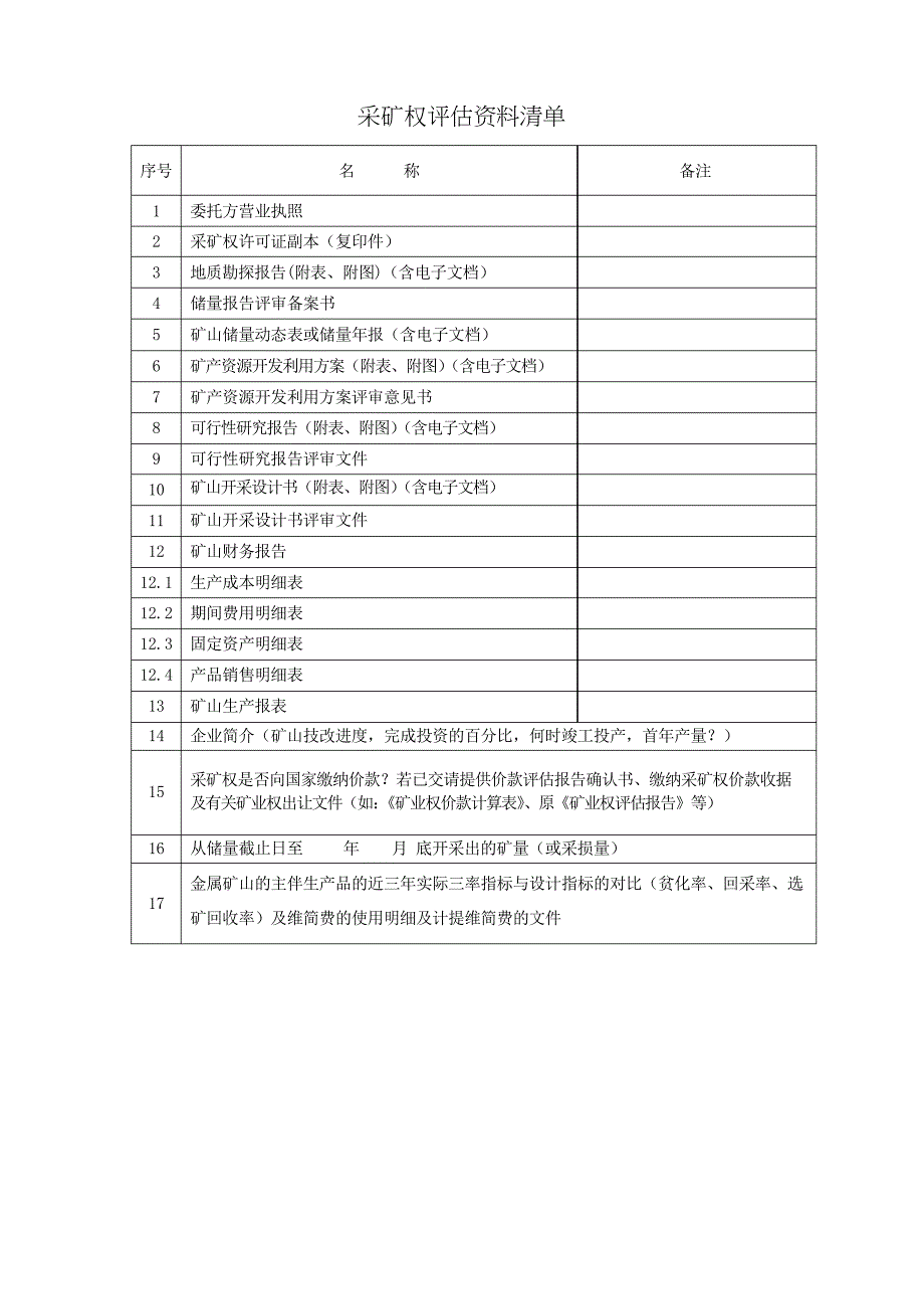 采矿权评估所需资料_第1页