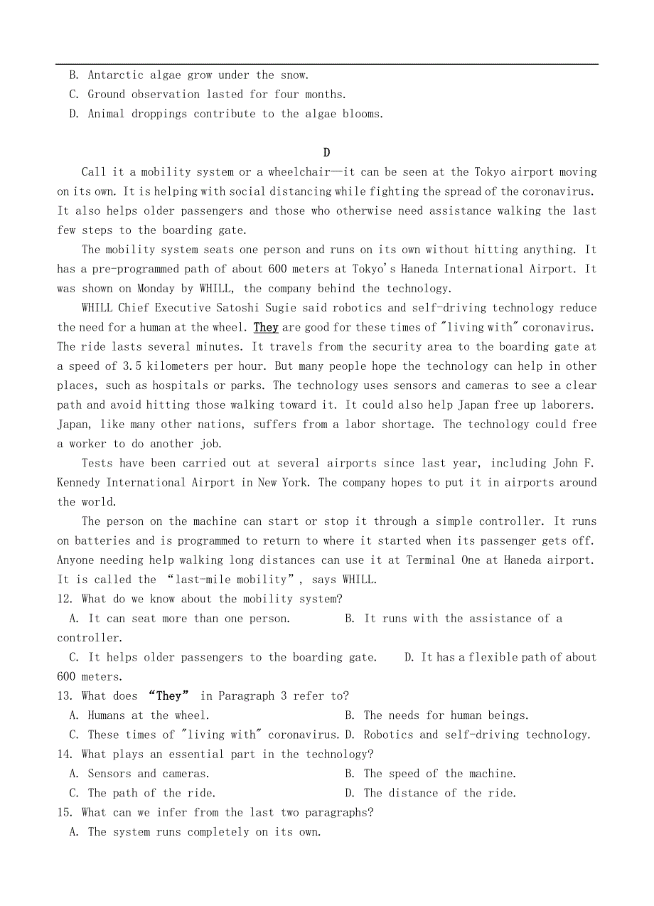 河南省鹤壁高中2020_2021学年高二上学期阶段性检测（二）英语（含答案）.doc_第4页