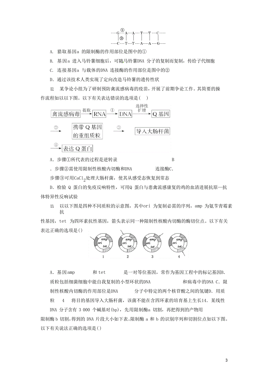 高中生物基因工程试题.docx_第3页