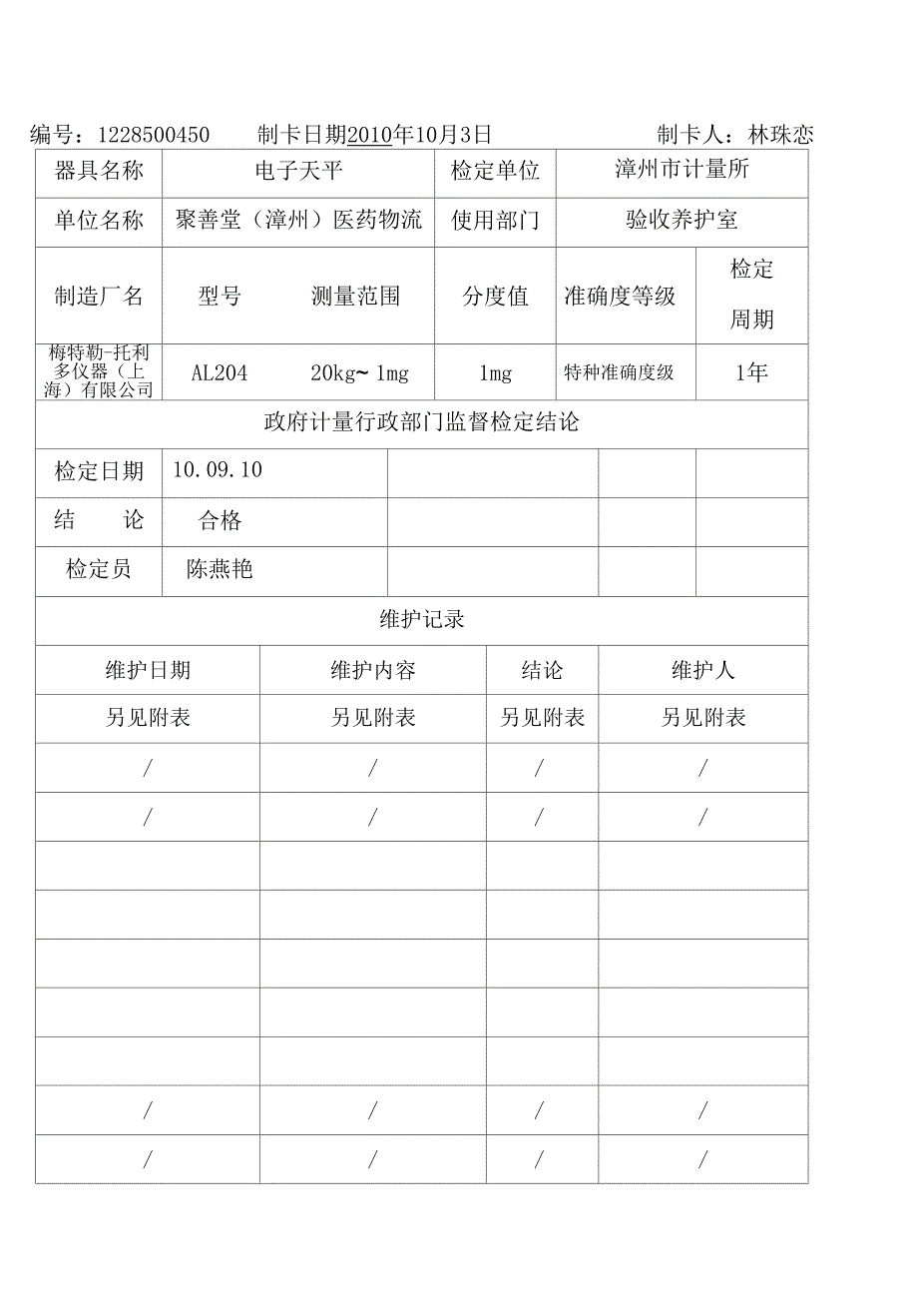 强制检定计量器具检定记录卡_第3页