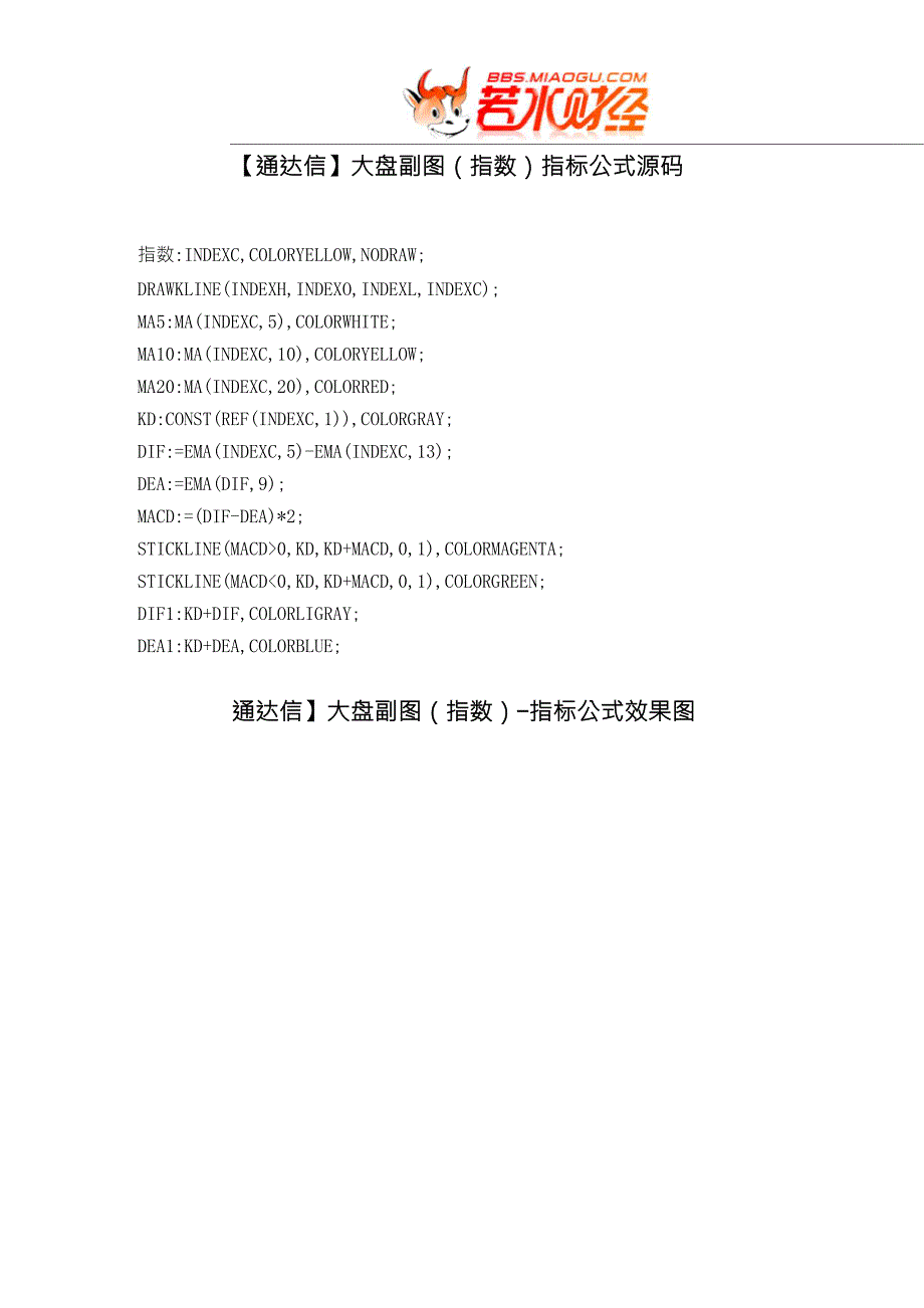 [股票指标公式下载][通达信]大盘副图(指数)_第1页