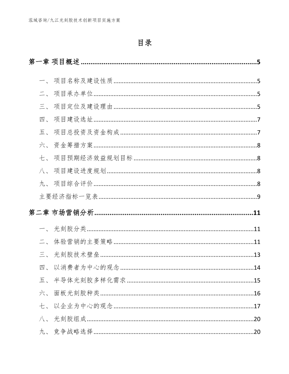 九江光刻胶技术创新项目实施方案_第1页