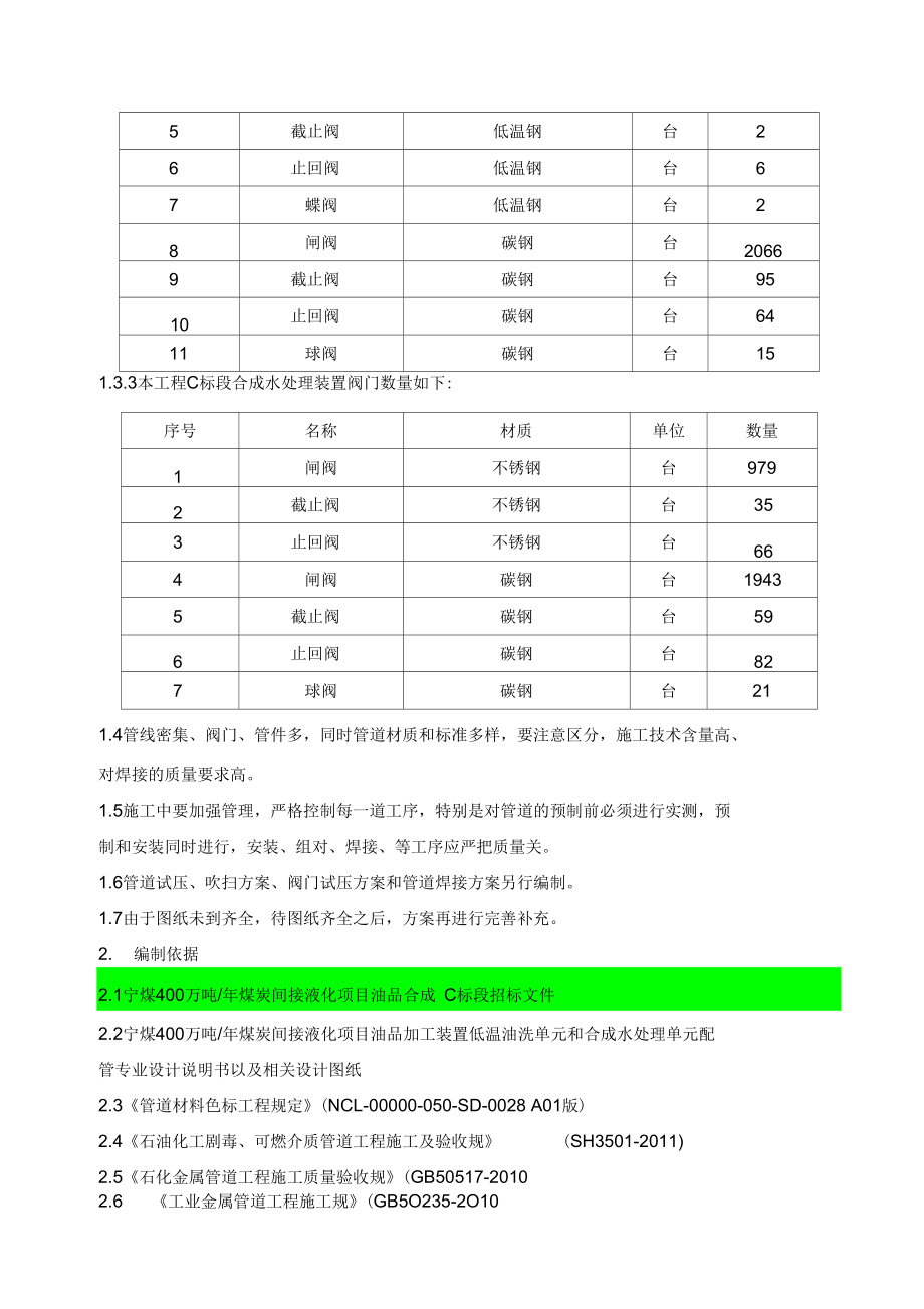 400万吨年煤炭间接液化项目管道安装工程施工设计方案改2(DOC 57页)_第3页