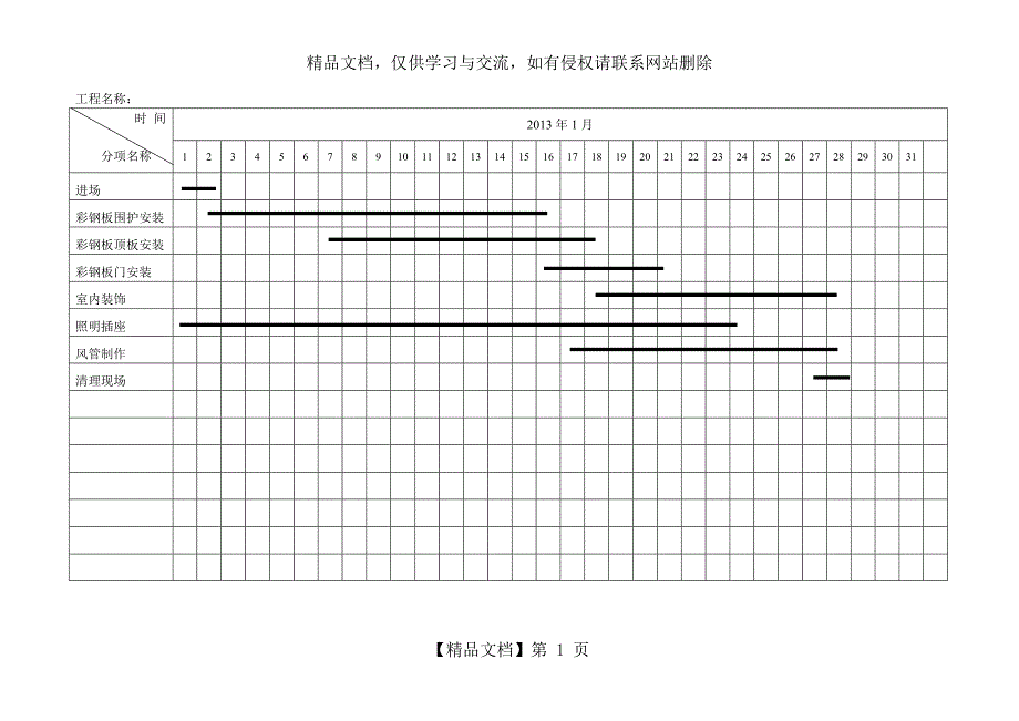 工程施工进度表样本_第1页