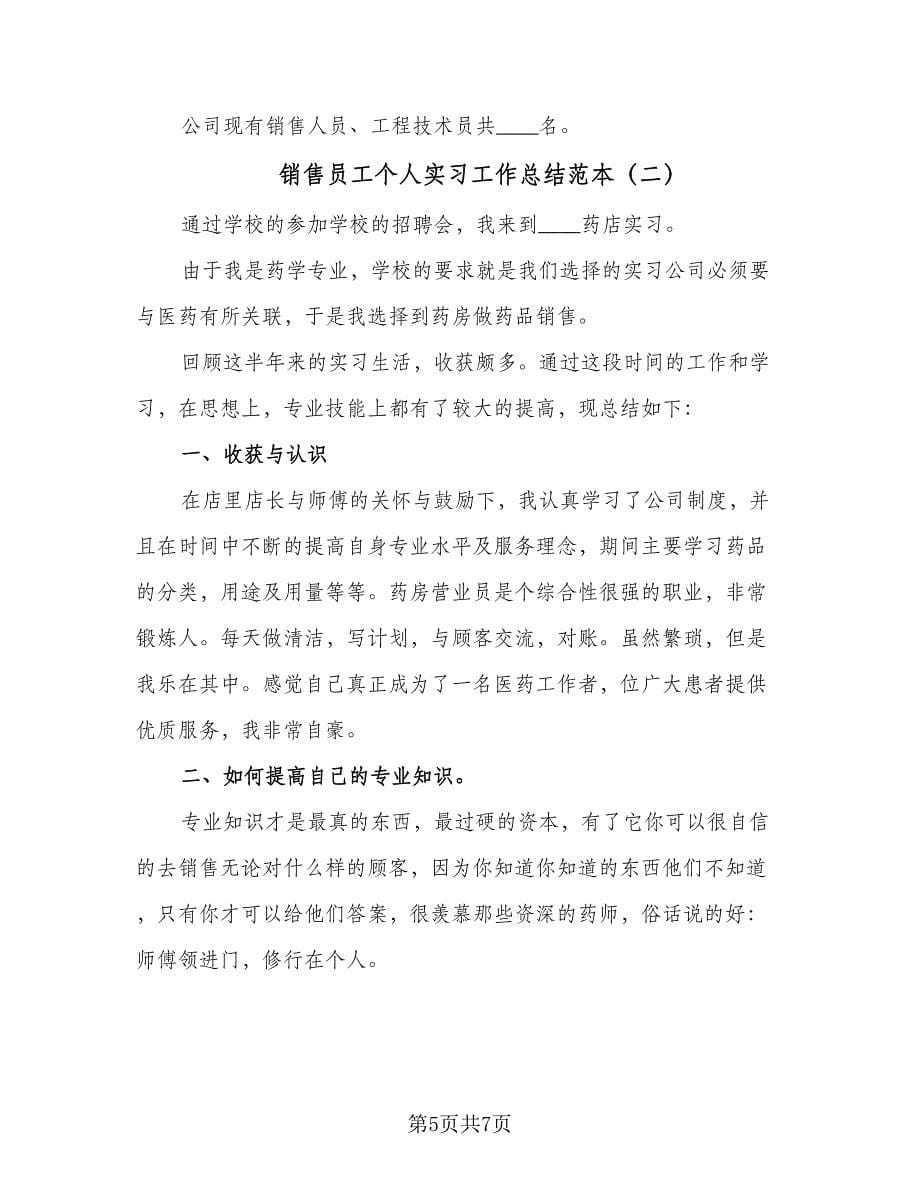 销售员工个人实习工作总结范本（二篇）.doc_第5页