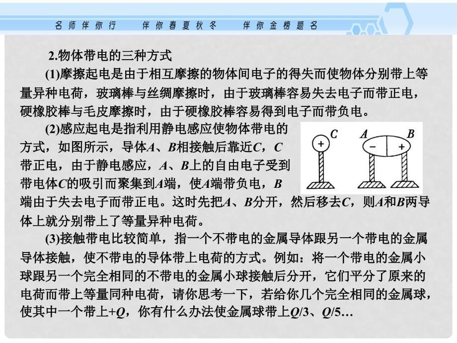 高考物理一轮复习资料 7.1 库仑定律电场力的性质课件 沪科版_第5页