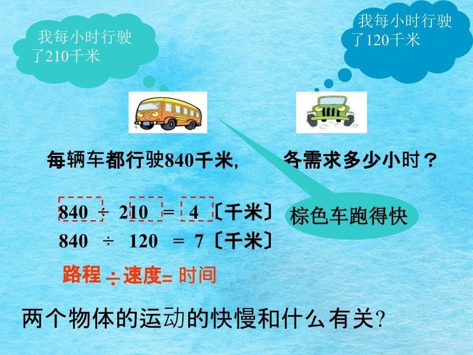 冀教版三年下时间路程和速度的数量关系之一ppt课件_第5页