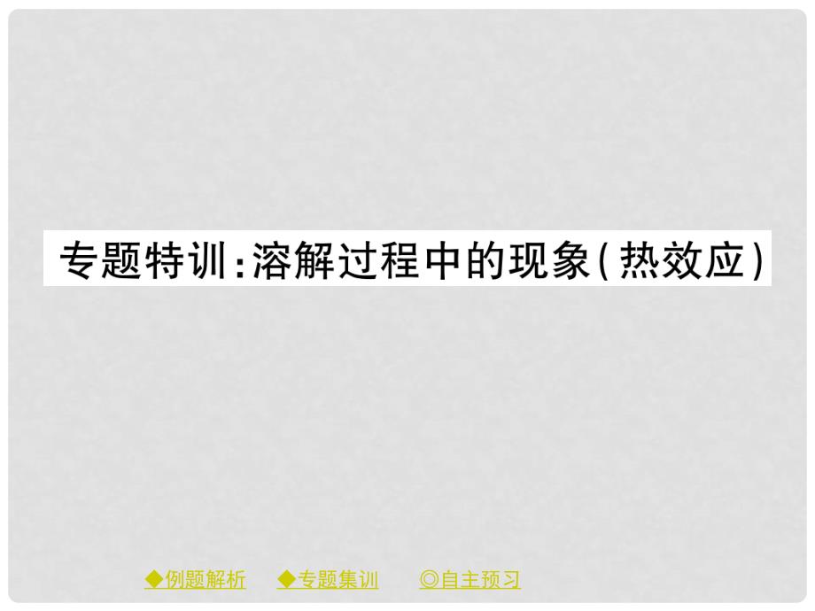 九年级化学下册 专题集训 溶解过程中的现象（热效应）习题课件 （新版）新人教版_第1页