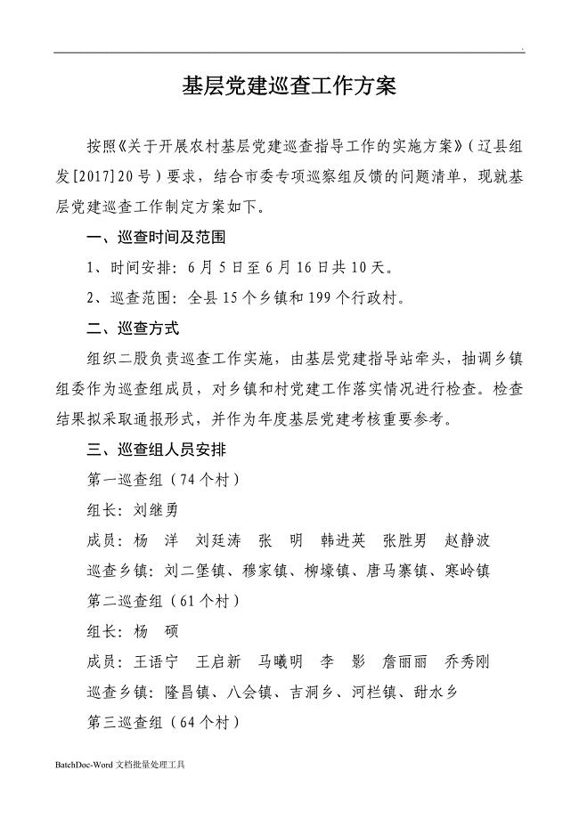 巡回检查工作方案wordword