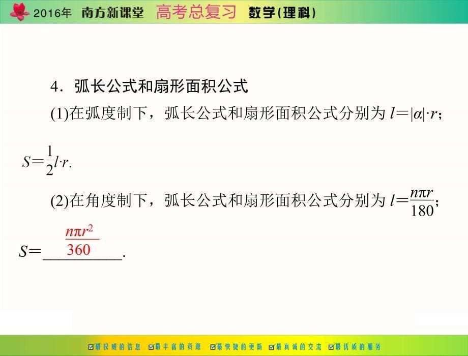 2016年《南方新课堂&amp;amp#183;高考总复习》数学(理科)-第三章-第1讲-弧度制与任意角的三角函数ppt课件_第5页