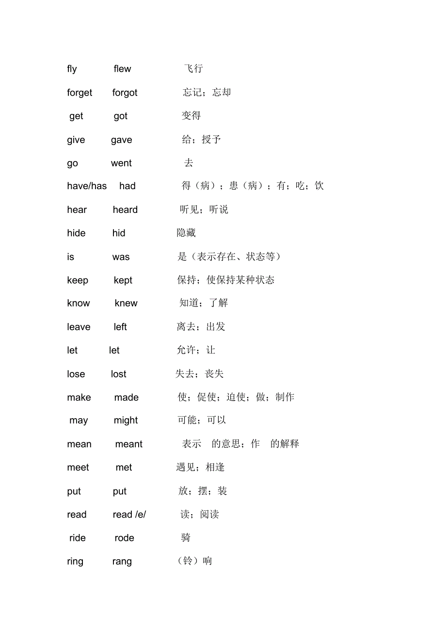 小学常用不规则动词过去式_第2页