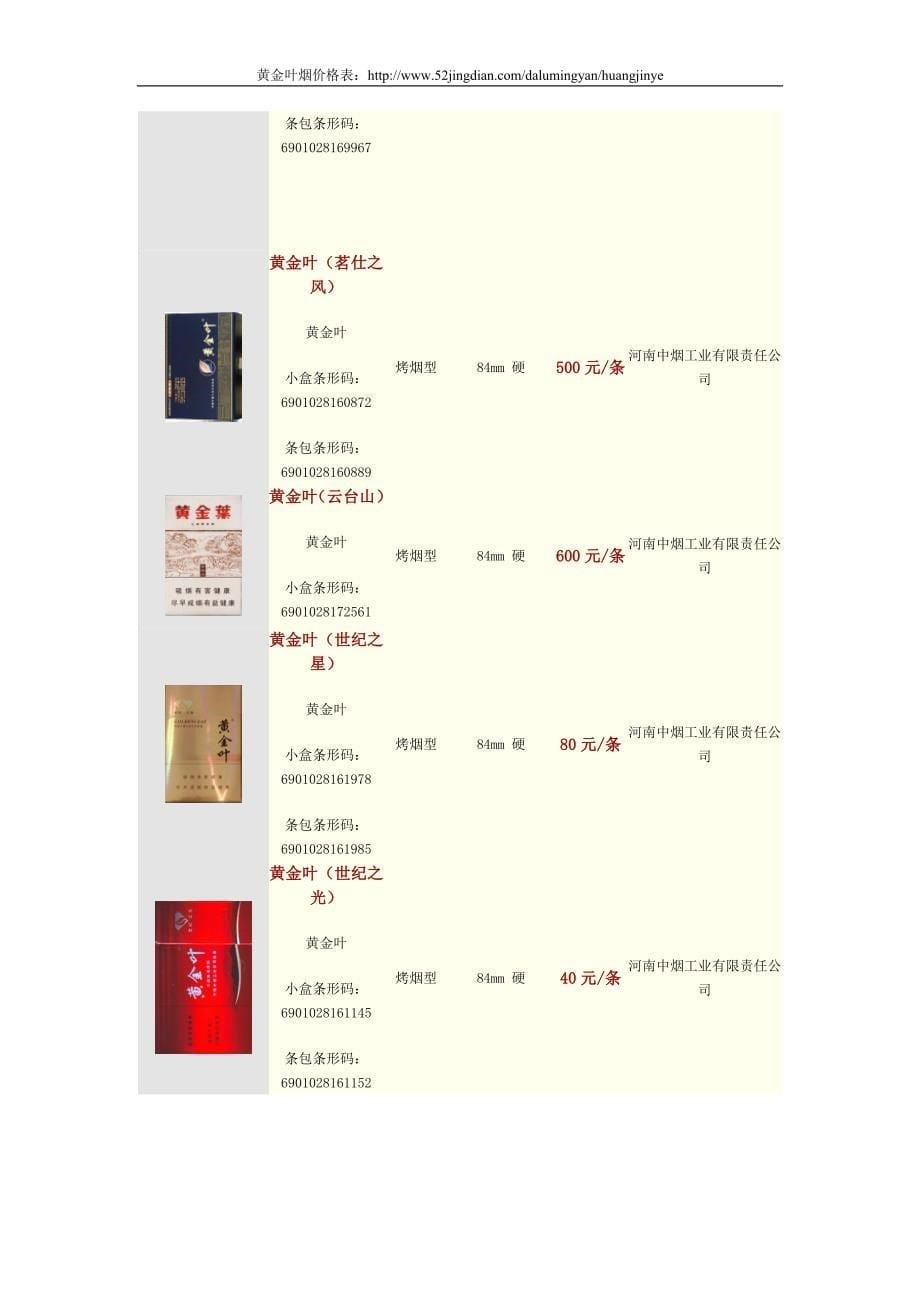 黄金叶烟价格表.doc_第5页