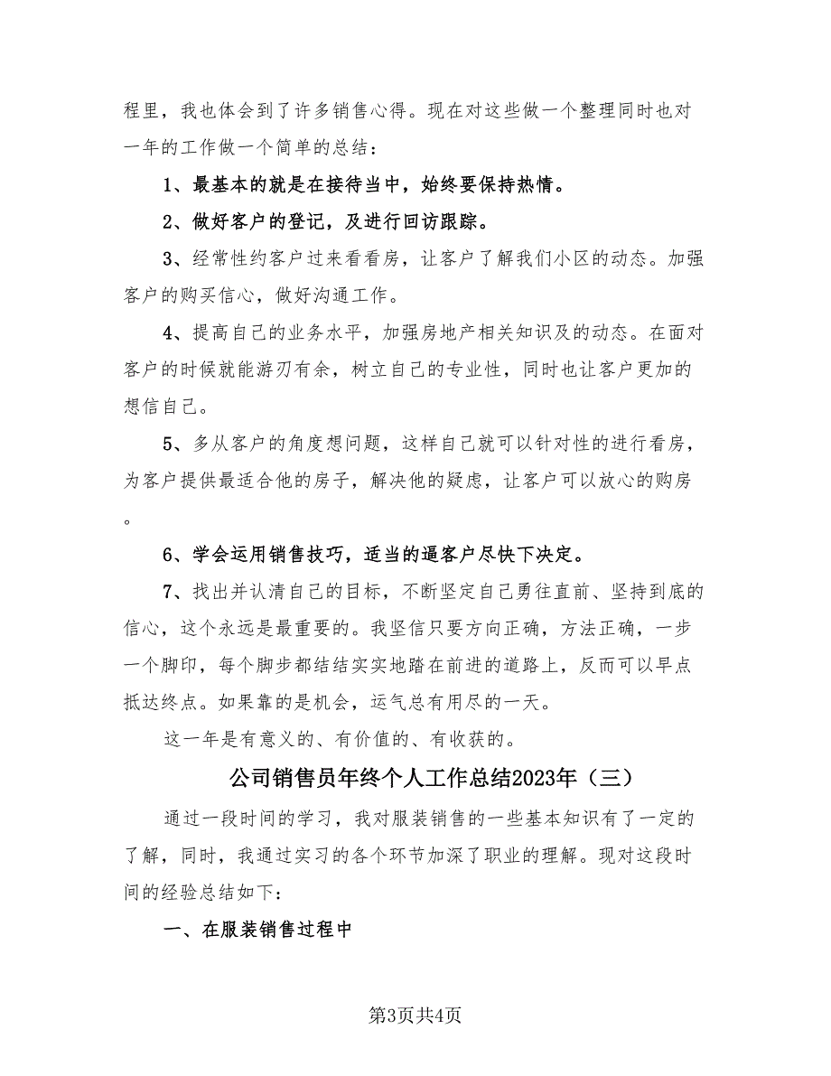 公司销售员年终个人工作总结2023年（三篇）.doc_第3页