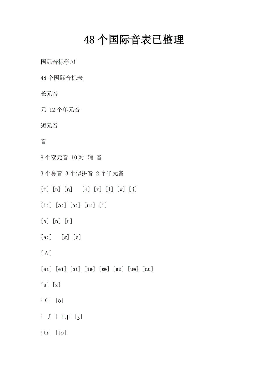 48个国际音表已整理(1)_第1页