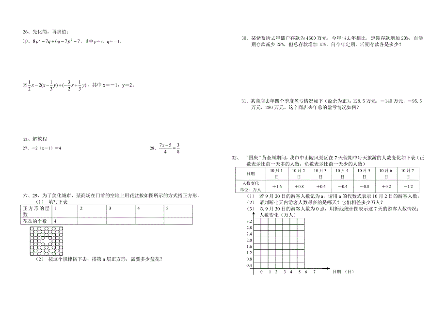 湘教版七年级数学上册综合试题7(2)_第2页