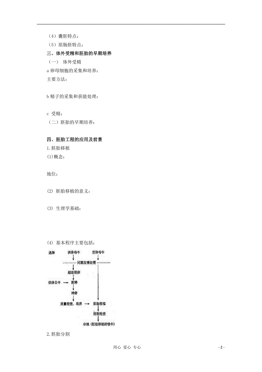 高考生物起点一轮复习 第十单元 胚胎工程学案.doc_第2页